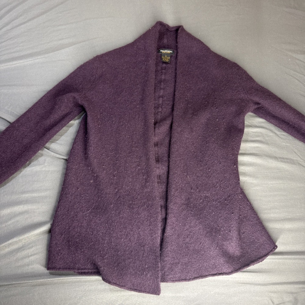 Philosophy Dane Lewis 100% Cashmere Cardigan Sz M Taupe Open Front Soft Purple‎